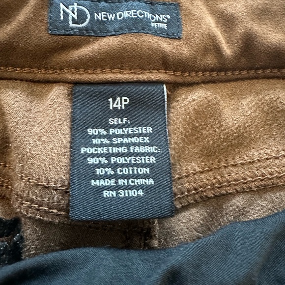 New Directions 14 P Rust Brown Pull On Faux Suede Pants - Picture 6 of 10